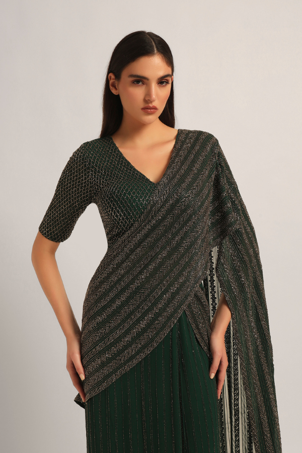 TRACKLINE DRAPED SAREE WITH BLOUSE Namrata Joshipura Online