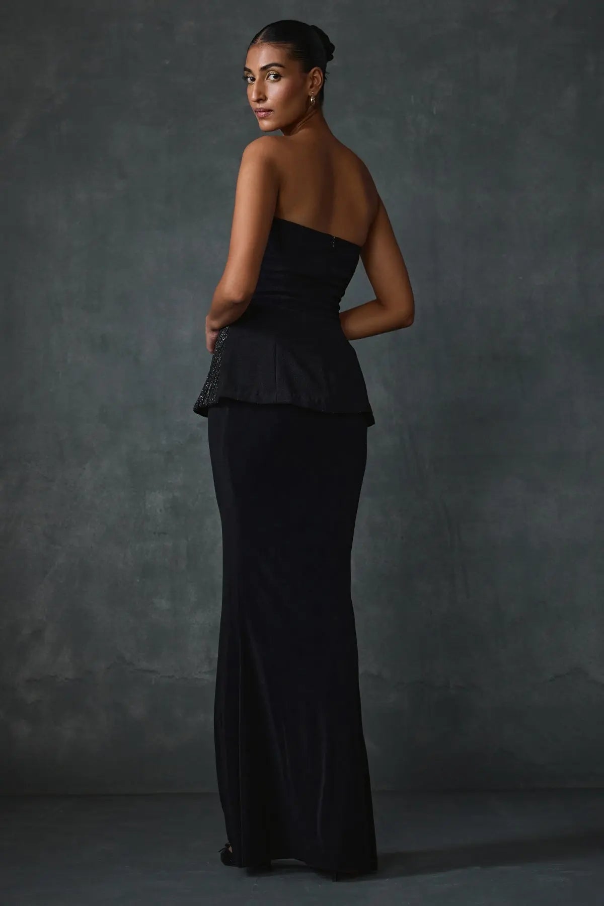 Glissara Off-shoulder Devil Peplum Top With Skirt Set Namrata Joshipura Online