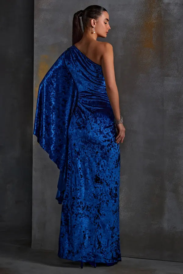 One Off Shoulder Velvet Drape Gown Namrata Joshipura