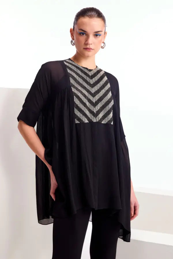 Metallic Pearl Gathered Top Namrata Joshipura