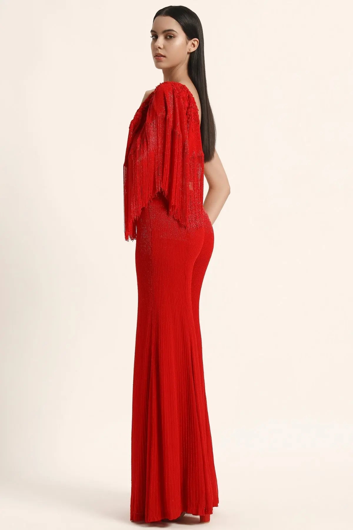 Rosette Fringes Cape With Bustier And Sharara Namrata Joshipura Online