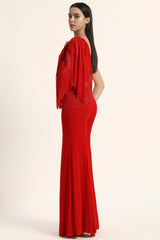 Rosette Fringes Cape With Bustier And Sharara