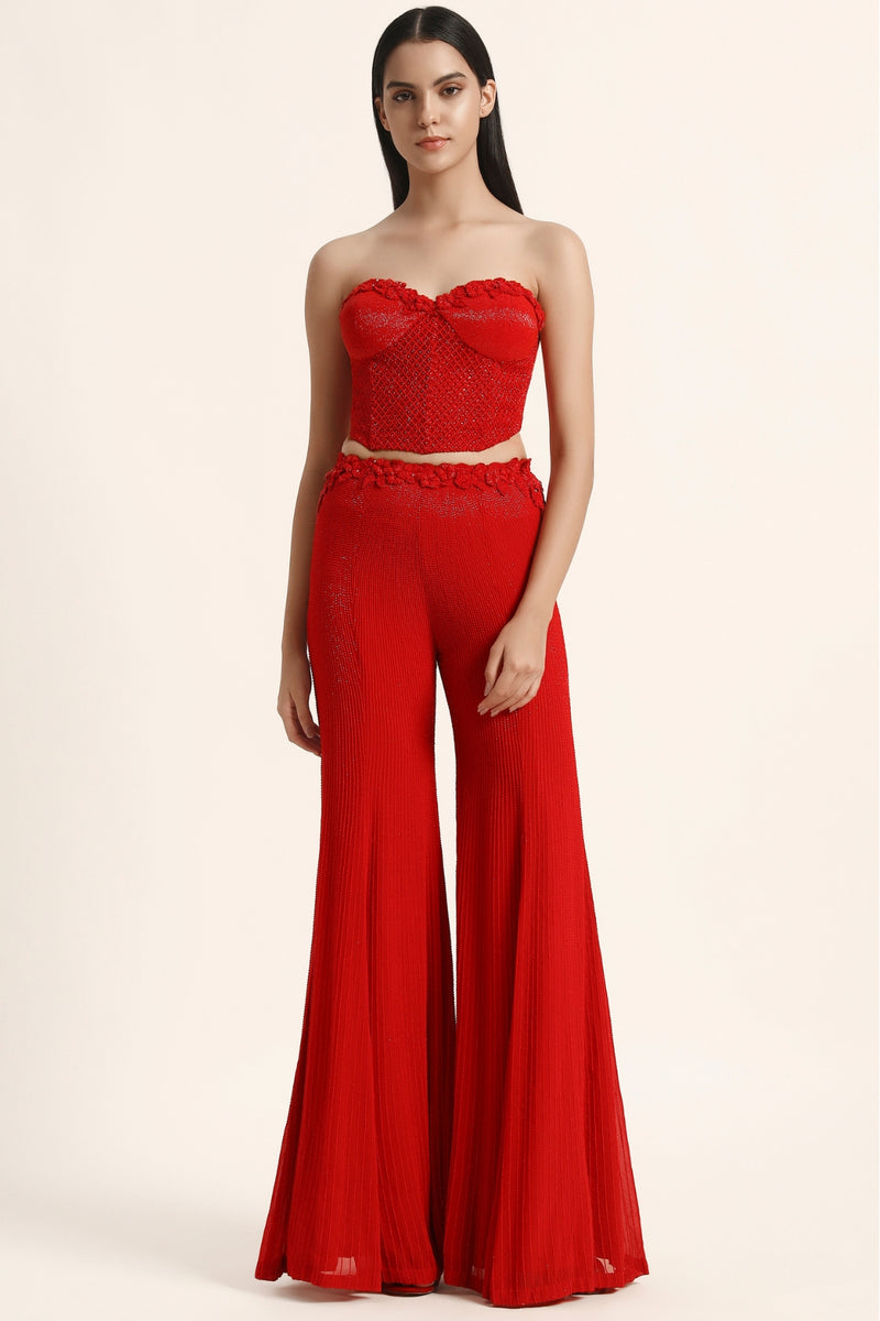 Rosette Fringes Cape With Bustier And Sharara