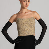 CRYSTAL WAVE OFF SHOULDER GOWN