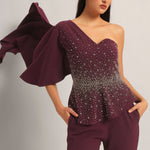 SILVER DUST PEPLUM TOP WITH SHARARA Namrata Joshipura Online