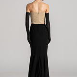CRYSTAL WAVE OFF SHOULDER GOWN