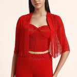 Rosette Fringes Cape With Bustier And Sharara Namrata Joshipura Online