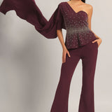 SILVER DUST PEPLUM TOP WITH SHARARA Namrata Joshipura Online