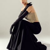 CRYSTAL WAVE OFF SHOULDER GOWN