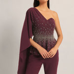 SILVER DUST PEPLUM TOP WITH SHARARA Namrata Joshipura Online