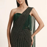 Track Line Embroidered Saree With Fringe Blouse Namrata Joshipura Online