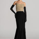 CRYSTAL WAVE OFF SHOULDER GOWN