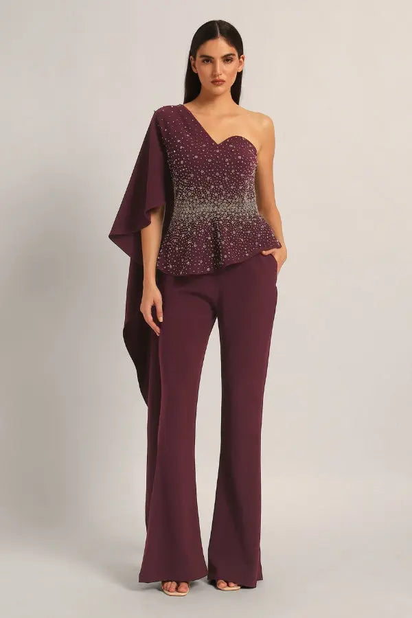 SILVER DUST PEPLUM TOP WITH SHARARA Namrata Joshipura Online