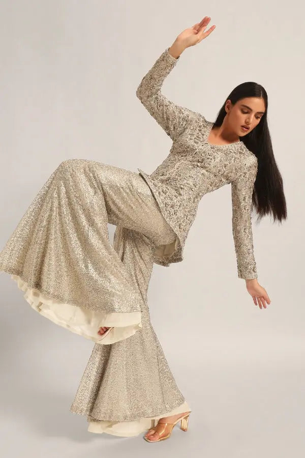 AMARA LONG PEPLUM WITH SHARARA Namrata Joshipura Online