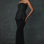 Glissara Off-shoulder Devil Peplum Top With Skirt Set Namrata Joshipura Online
