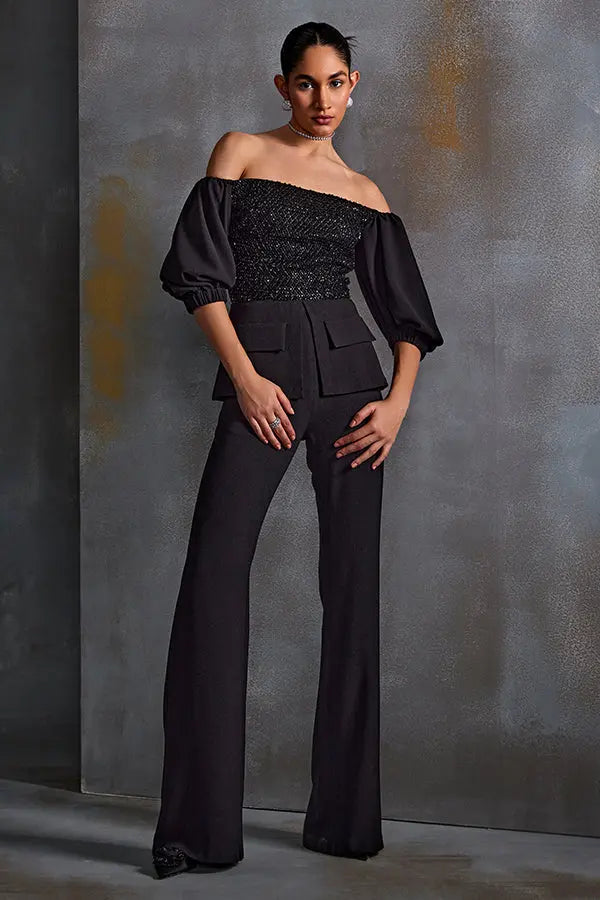 Midnight Off Shoulder Pant Set Namrata Joshipura
