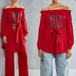 River Leaf Off Shoulder Co-ord Set Namrata Joshipura