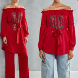 River Leaf Off Shoulder Co-ord Set Namrata Joshipura