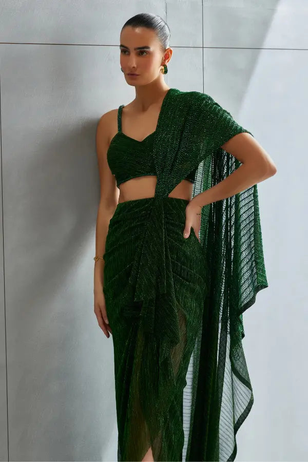 Metallic Scallop Drape Set Namrata Joshipura