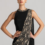 COSMIC DUST DRAPED SAREE WITH HALTER NECK BLOUSE
