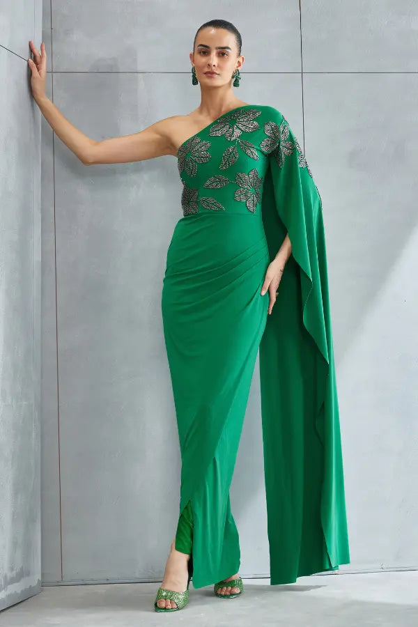 River Leaf One off Shoulder Gown Namrata Joshipura