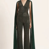 Track Line Embroidered Jumpsuit With Fringe Cape Sleeve Namrata Joshipura Online