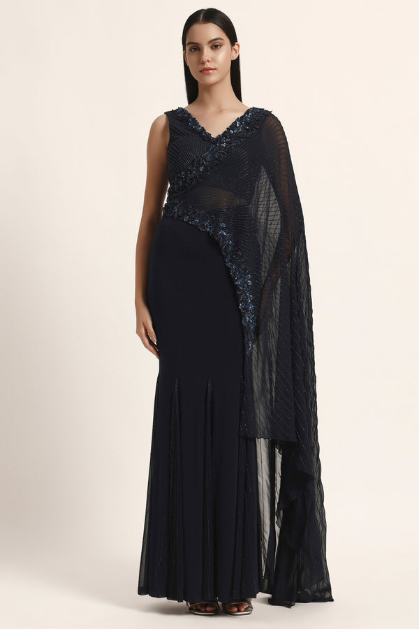 Rosette Flare Drape Saree