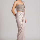 OCEAN JEWEL BLOUSE WITH DRAPED SAREE