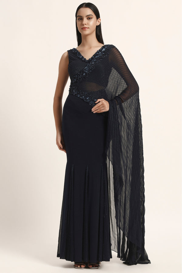 Rosette Flare Drape Saree