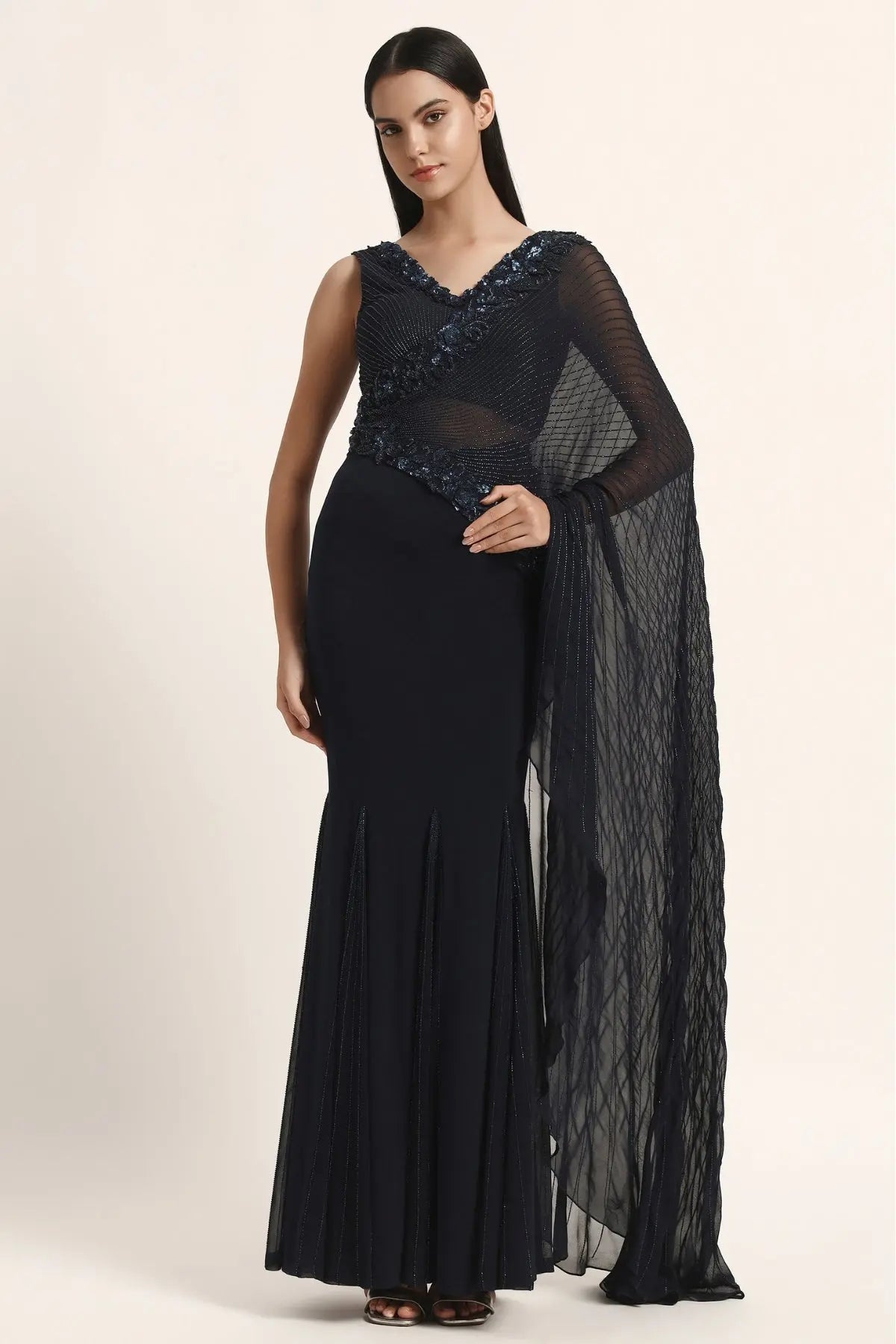 Rosette Flare Drape Saree Namrata Joshipura Online