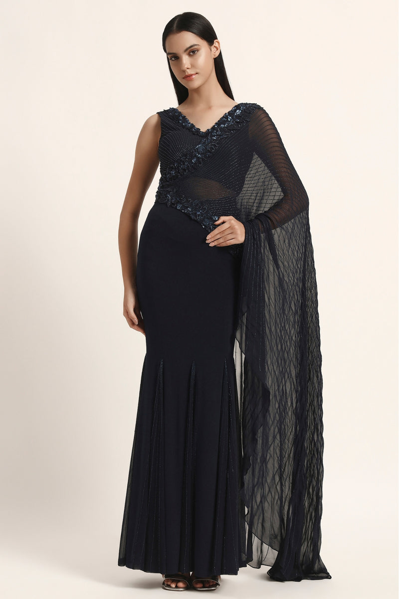 Rosette Flare Drape Saree
