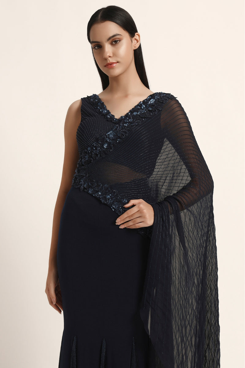 Rosette Flare Drape Saree