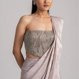 OCEAN JEWEL BLOUSE WITH DRAPED SAREE