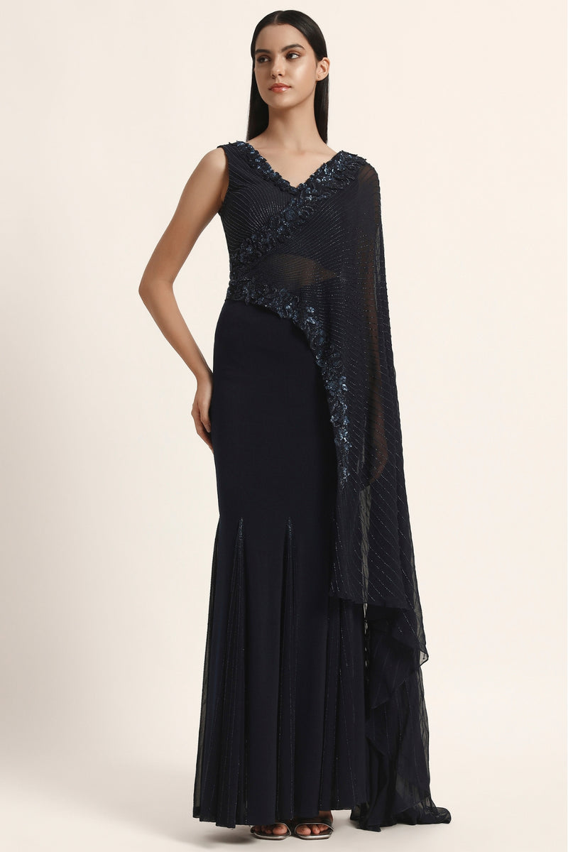 Rosette Flare Drape Saree