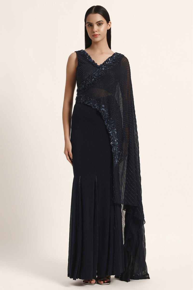 Rosette Flare Drape Saree