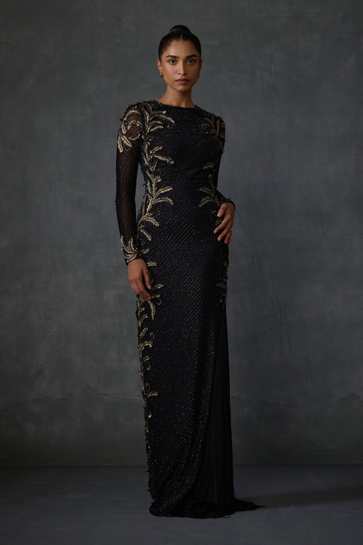 Autumn Fern Side Fringe Gown Namrata Joshipura Online