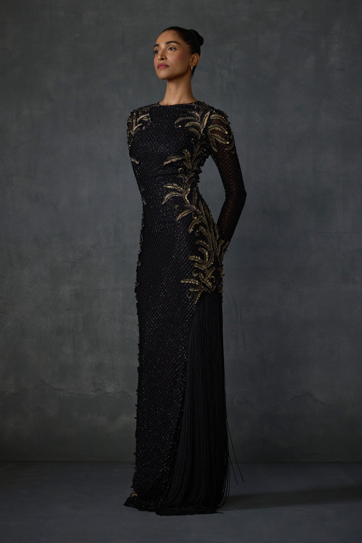 Autumn Fern Side Fringe Gown Namrata Joshipura Online
