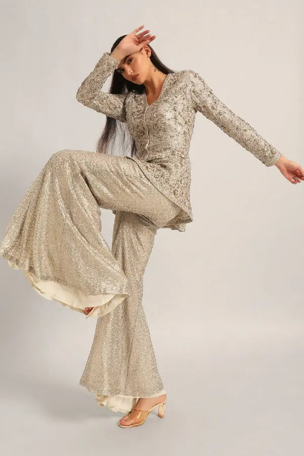 AMARA LONG PEPLUM WITH SHARARA Namrata Joshipura Online