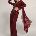 SILVER DUST EMBELISHED DRAPE SAREE Namrata Joshipura Online