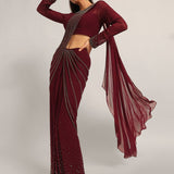 SILVER DUST EMBELISHED DRAPE SAREE Namrata Joshipura Online