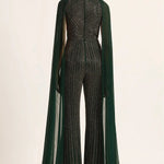 Track Line Embroidered Jumpsuit With Fringe Cape Sleeve Namrata Joshipura Online