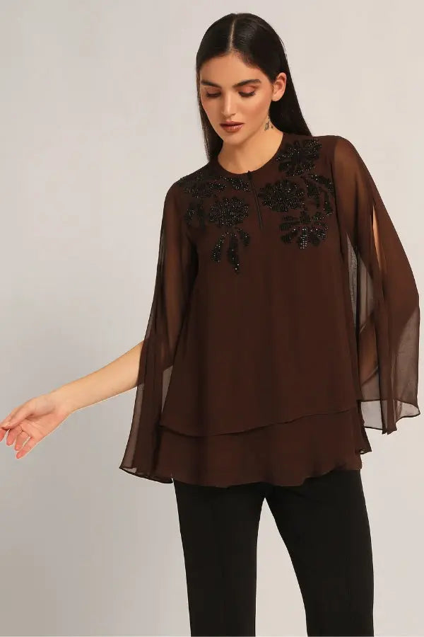 MIDNIGHT BLOOM DOUBLE LAYER TOP Namrata Joshipura Online