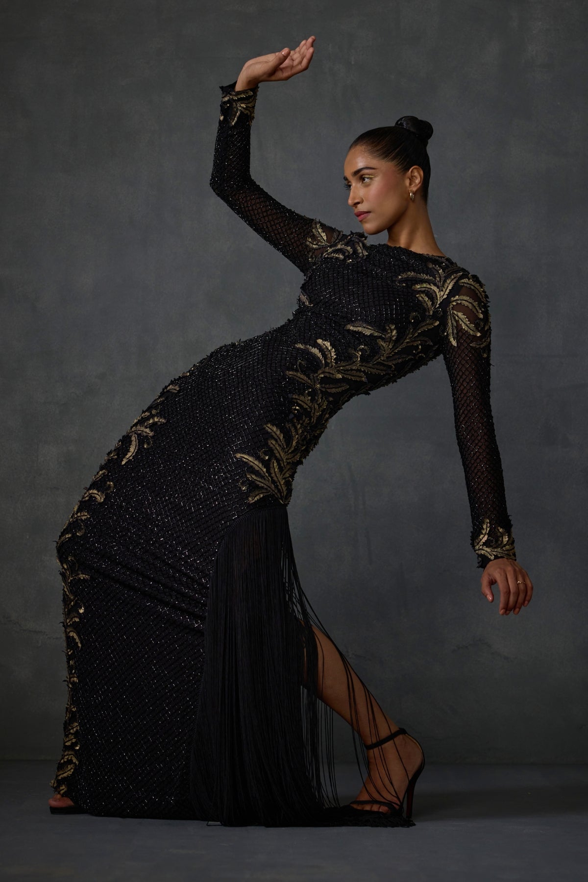 Autumn Fern Side Fringe Gown Namrata Joshipura Online