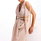 Crystal Drop Fringe Drape Saree Namrata Joshipura