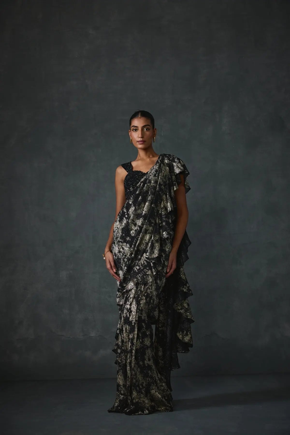 Paillette Foiled Draped Saree Namrata Joshipura Online