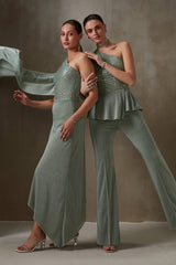 Streaks Peplum Pant Set
