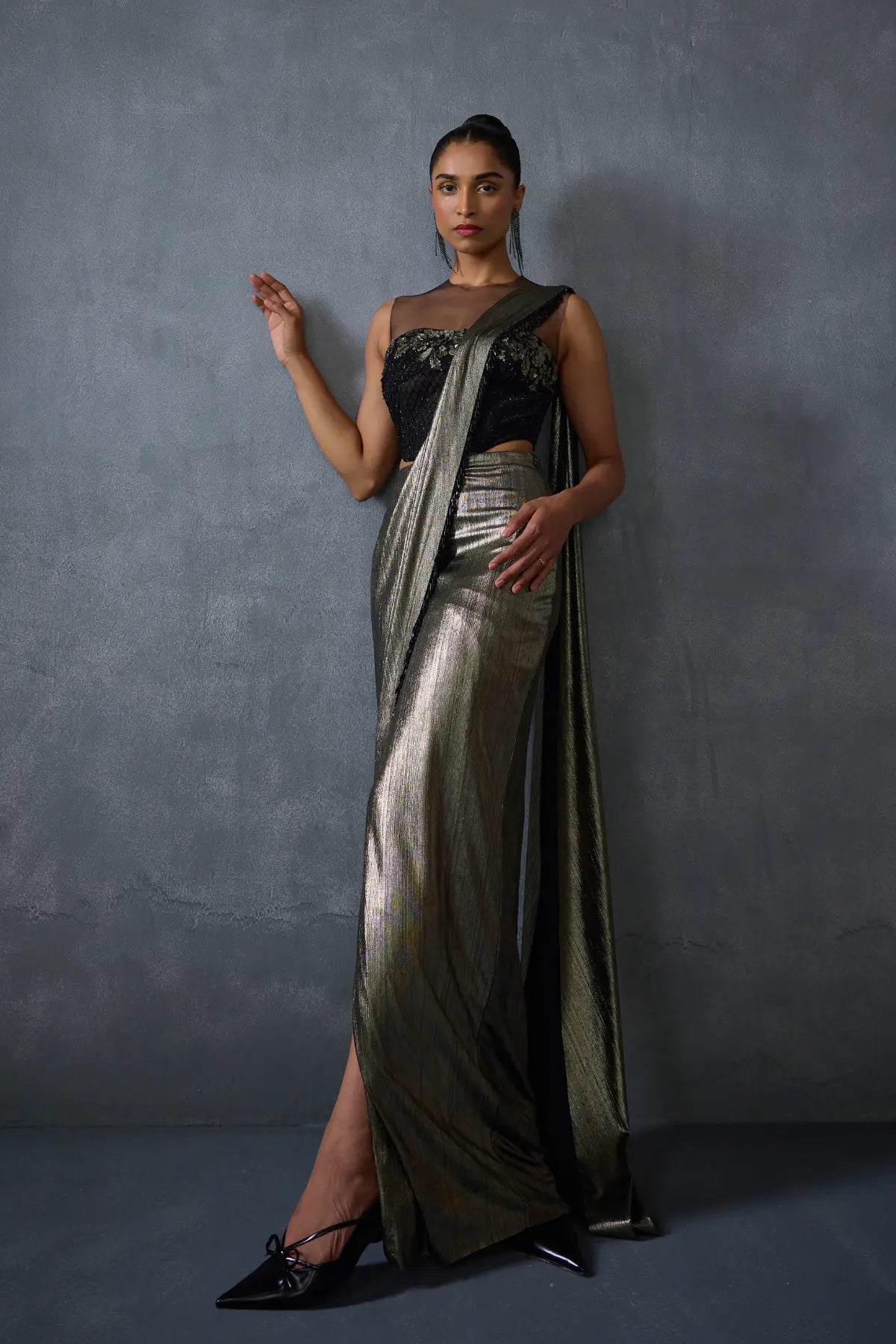 Lattice Corset Foil Saree Namrata Joshipura Online