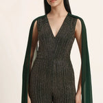 Track Line Embroidered Jumpsuit With Fringe Cape Sleeve Namrata Joshipura Online