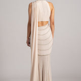 PEARL CASCADE HIGH NECK BLOUSE WITH DRAPED SAREE