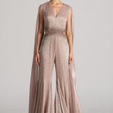 STAR DUST CAPE SLEEVE JUMPSUIT